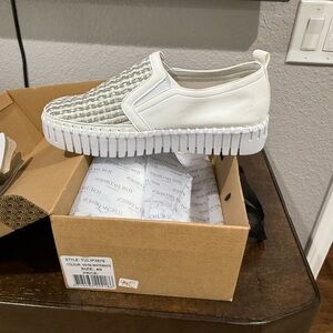 Chic White and Gray Slip-On Sneakers